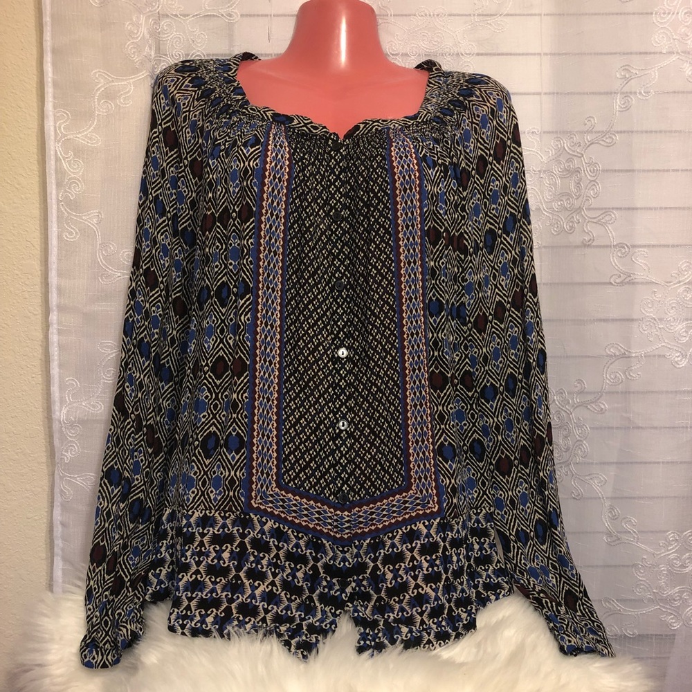 Lucky Brand | Gypsy Ikat Top | Size L - Picture 3 of 8